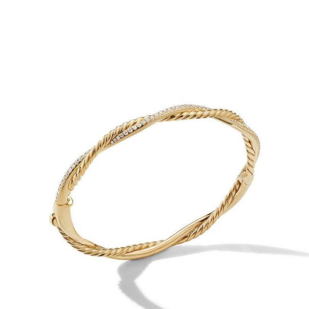 Pearl + Pavé Initial Bracelet 14K Yellow Gold / U