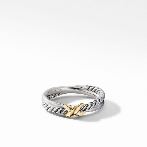 David Yurman Petite X Ring with 18k Yellow Gold Size 7 REEDS Jewelers