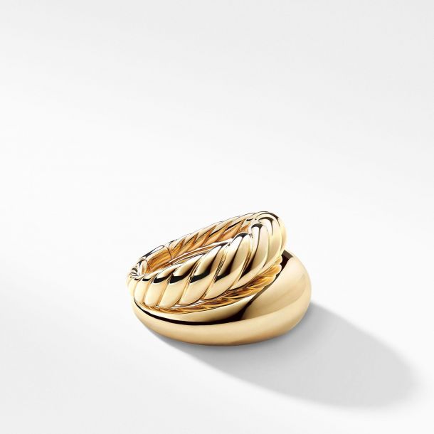David Yurman Pure Form Two Row Ring in 18k Gold Size 6 REEDS