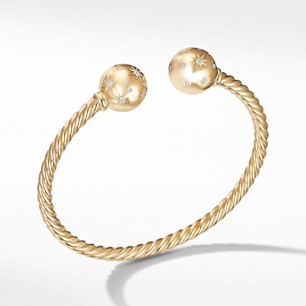 David Yurman Solari Bead Bracelet with Diamonds in 18K Gold 4mm