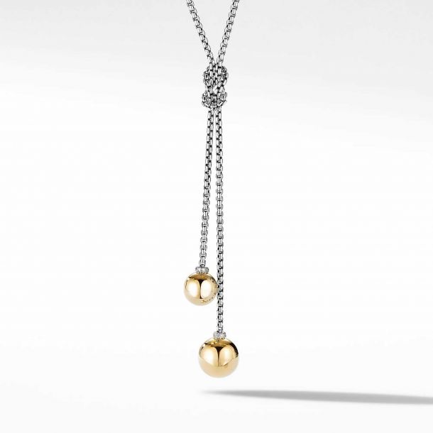 David Yurman Solari Knot Necklace with 18k Yellow Gold Domes and Pave Diamonds