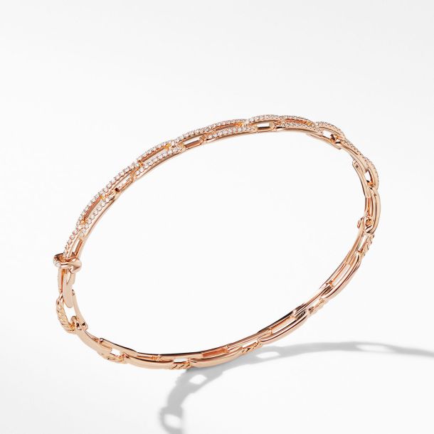 David Yurman Stax Chain Link Bracelet with Diamonds in 18K Rose
