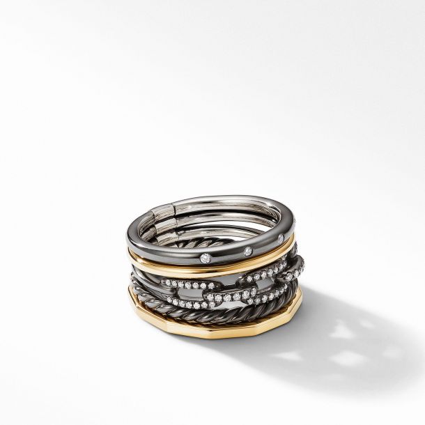 David Yurman Stax Wide Ring in Blackened Silver with