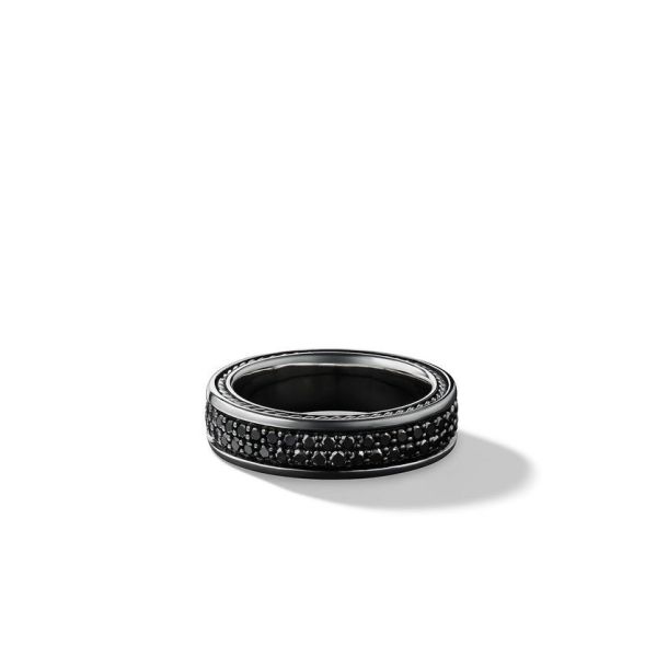 Men s David Yurman Streamline Two Row Band Ring with Pave Black Diamonds REEDS Jewelers