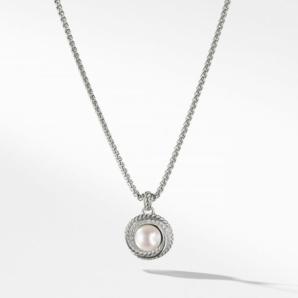 David Yurman The Crossover Collection Pearl Pendant Necklace with Diamonds REEDS Jewelers