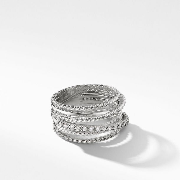 David Yurman The Crossover Collection Wide Ring with Diamonds REEDS Jewelers
