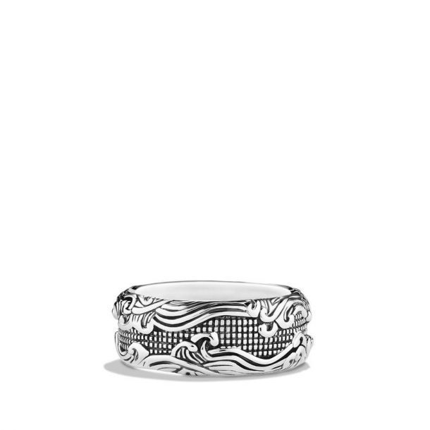 David Yurman Men's Waves Band Ring - Sterling Silver - Size 10