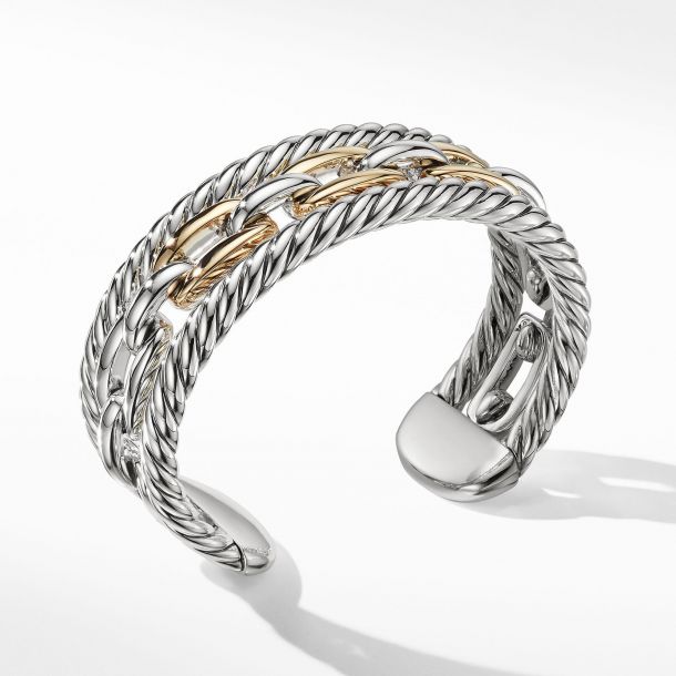 David Yurman Wellesley Link Multistack Bracelet with 18k Gold 20mm Medium
