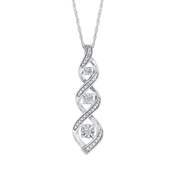 Diamond Accent Twist Sterling Silver Pendant Necklace Mills