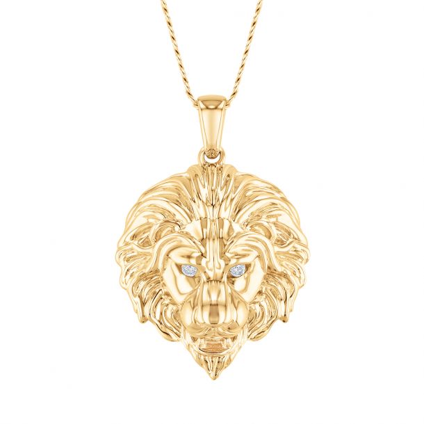 Gold lion necklace mens store