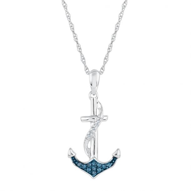 Diamond anchor necklace sales