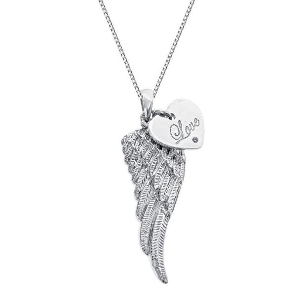 Angel wing necklace charm deals