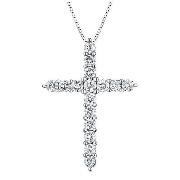 White Gold Diamond Cross Pendant Necklace 1ctw REEDS Jewelers