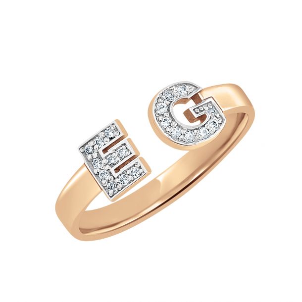Alison and Ivy Diamond Double Initial Ring 6mm REEDS Jewelers