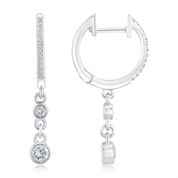 Diamond Large Hoop Drop Earrings 1/3ctw REEDS Jewelers