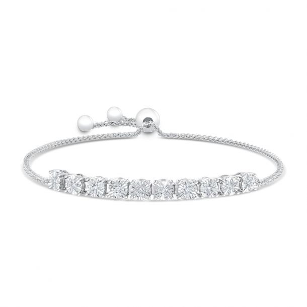 Diamond Sterling Silver Bolo Bracelet 1 4ctw