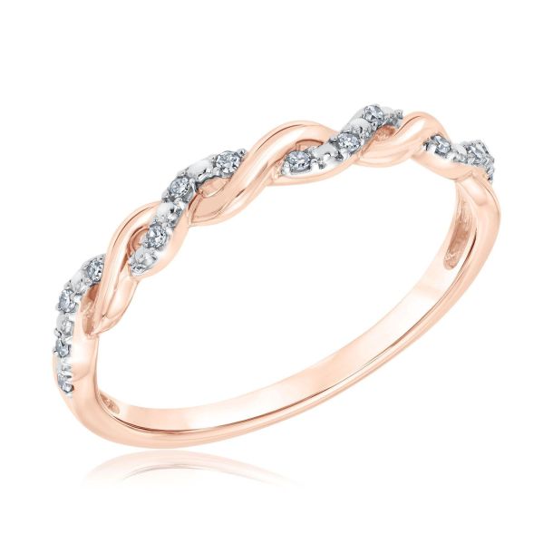 Diamond Twist Rose Gold Stackable Ring 1/15ctw | REEDS Jewelers