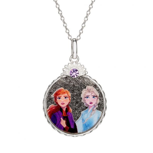 Disney s Frozen 2 Anna and Elsa Glitter Sterling Silver Pendant Necklace REEDS Jewelers