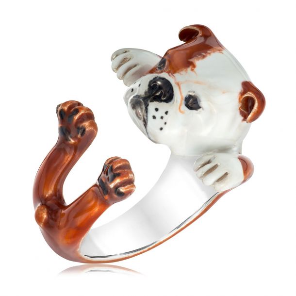 Dog Fever English Bulldog Enamel Hug Ring REEDS Jewelers