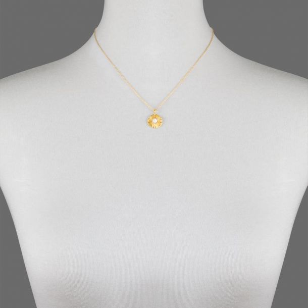Dogeared Amazing Mom Radiant Glass Pearl Disc Necklace Gold