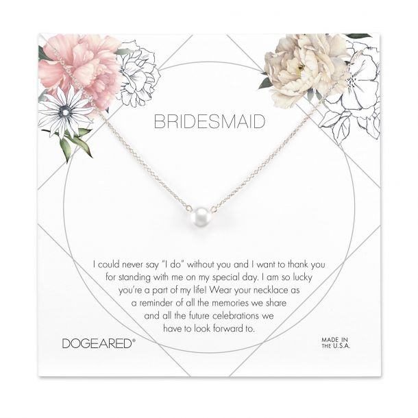 Dogeared Bridesmaid Small Pearl Necklace Sterling Silver