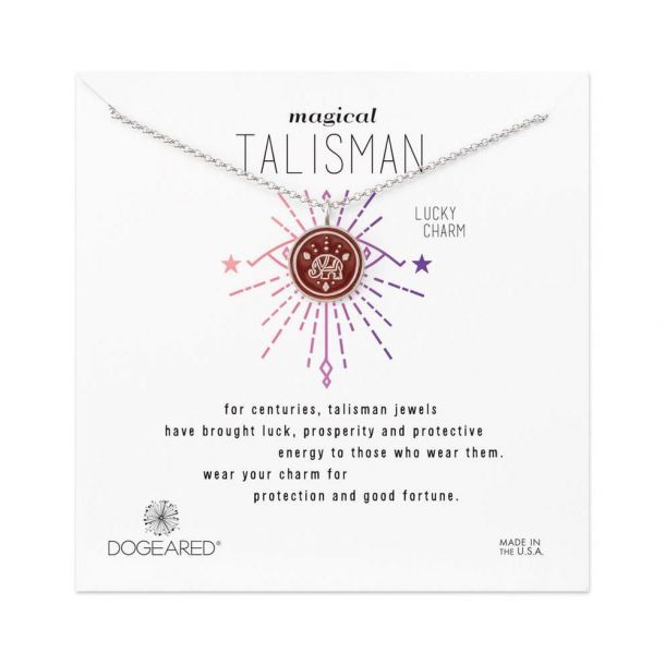 Dogeared Magical Talisman Lucky Small Elephant Red Enamel Necklace Sterling Silver