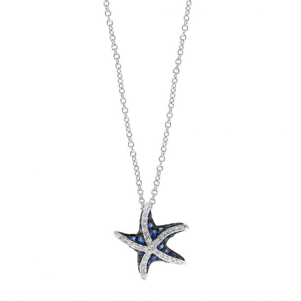 Effy Blue Sapphire And Diamond Accent Starfish Necklace