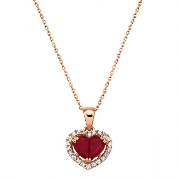 Ruby diamond deals heart necklace