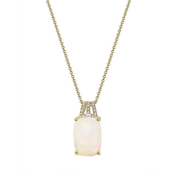 Effy Opal and 1 8ctw Diamond Yellow Gold Pendant Necklace REEDS Jewelers