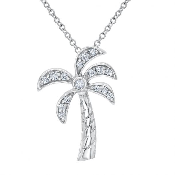 Effy Palm Tree Pendant in White Gold 1 10ctw REEDS Jewelers