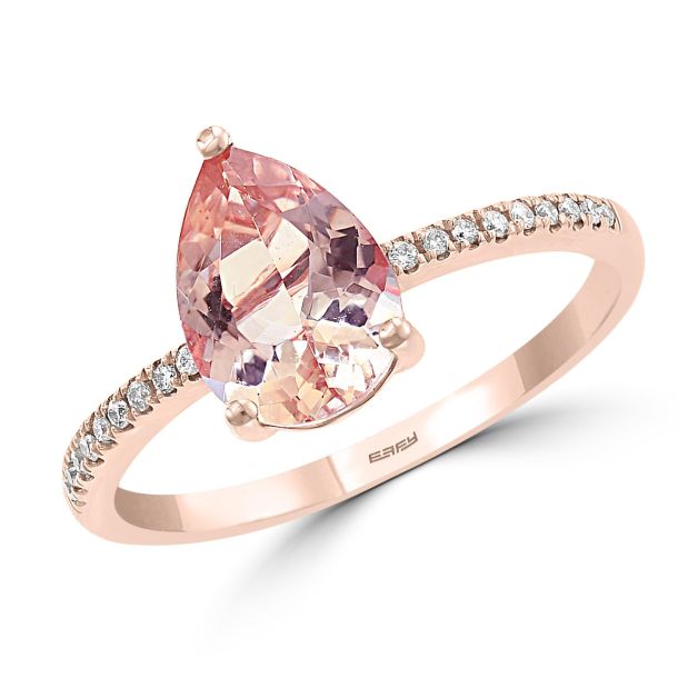 Womens Diamond Accent Genuine Pink Morganite 10K Rose Gold Heart