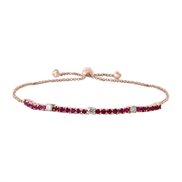 Effy Rose Gold Ruby and Diamond Bolo Bracelet 1 5ctw
