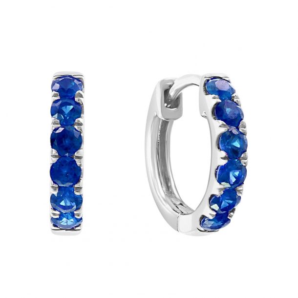 Effy Round Blue Sapphire White Gold Hoop Earrings REEDS Jewelers