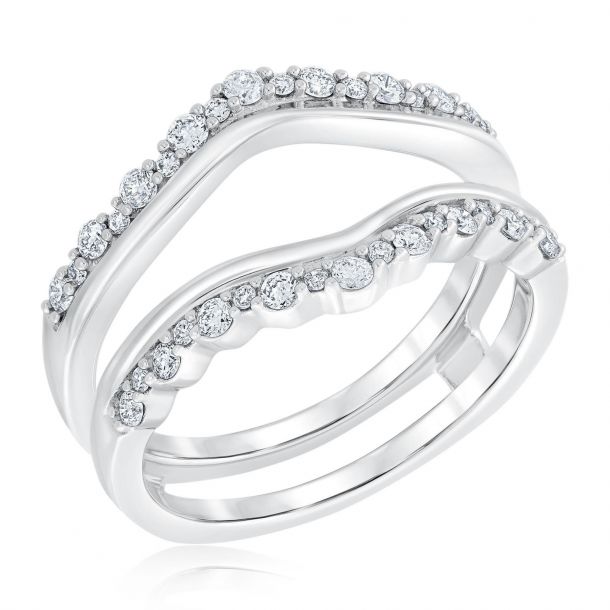 Ellaura Women's 1ctw Oval Baguette and Round Diamond White Gold Ring Guard | Embrace Collection - Size 6