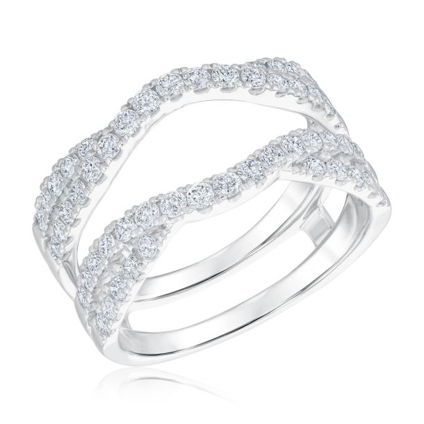 Ellaura Women's 1ctw Round Diamond Twist White Gold Ring Guard | Embrace Collection - Size 6.5