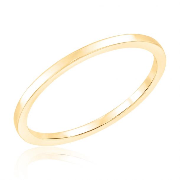 Flat Edge Yellow Gold Band 1.2mm Embrace Collection Size 6.5