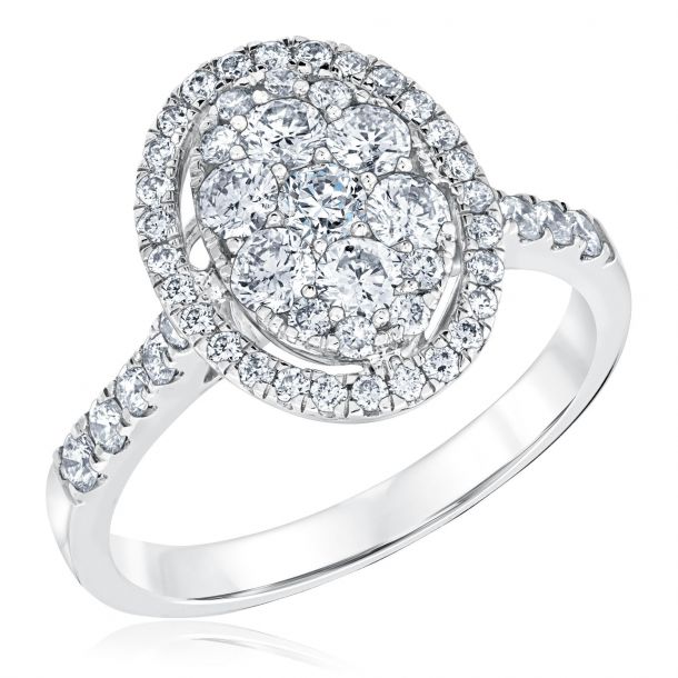Ellaura Harmony Oval Diamond Cluster Engagement Ring 1 1 5ctw