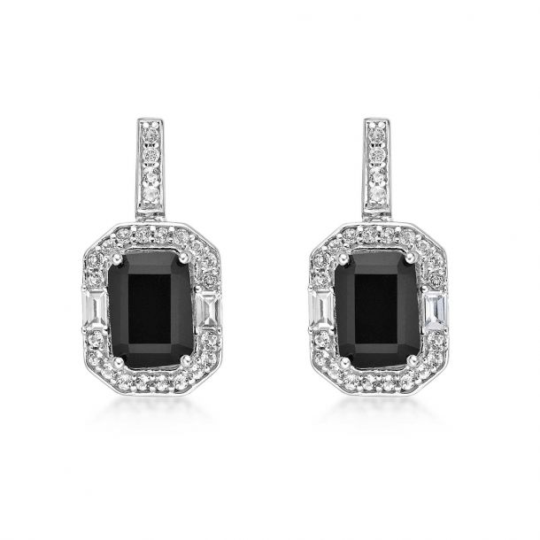 Upside Down Set Emerald Earrings In Black Gold - Gemrize