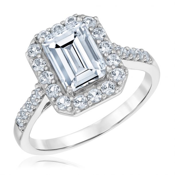 White sapphire ring sterling silver store