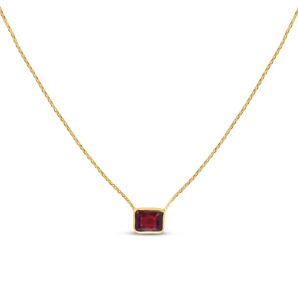 Emerald cut garnet on sale necklace