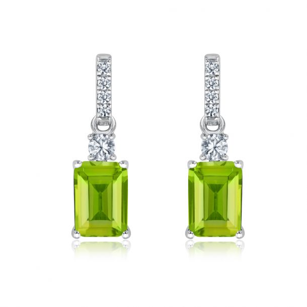 Emerald cut peridot earrings outlet