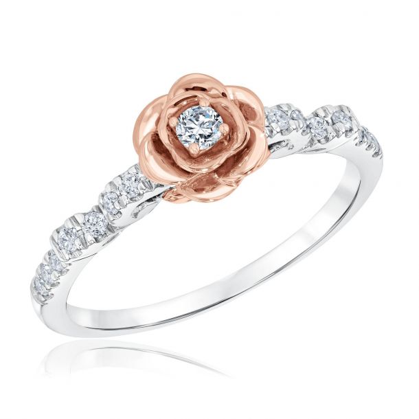 Enchanted Disney Belle s Rose Diamond Ring 1 4ctw REEDS Jewelers