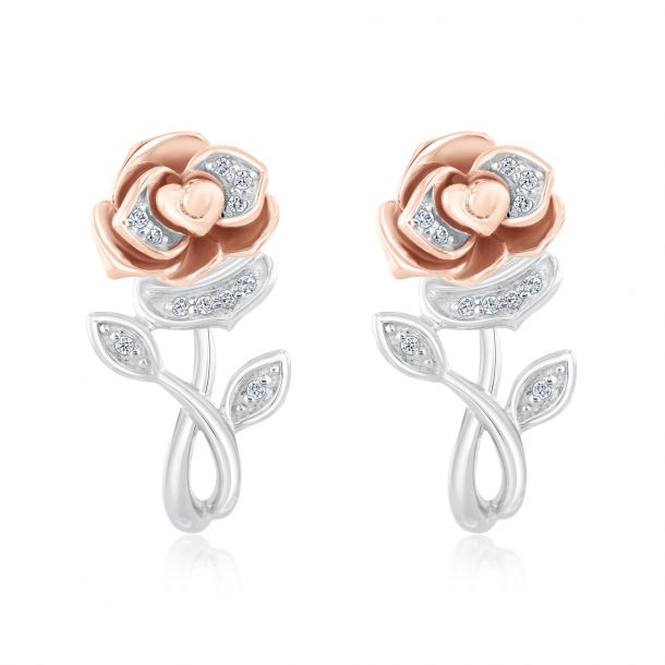 Enchanted Disney Fine Jewelry Belle s Rose Earrings 1 20ctw REEDS Jewelers