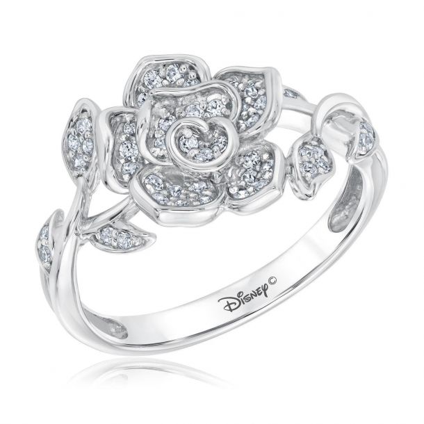 Enchanted Disney Fine Jewelry Belle s Rose Sterling Silver Ring 1 4ctw REEDS Jewelers