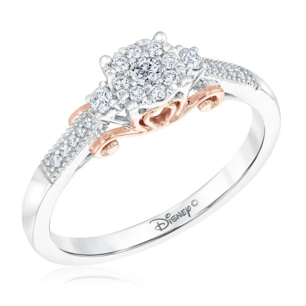 Enchanted Disney Fine Jewelry Cinderella s Carriage Diamond Engagement Ring 1 5ctw