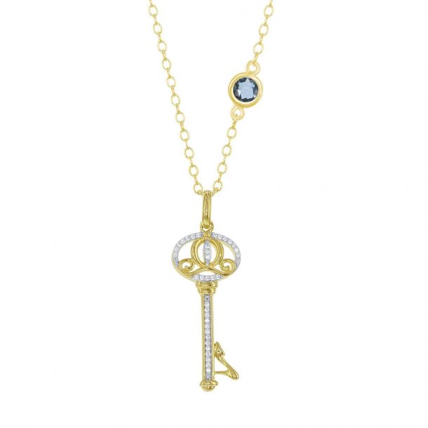Enchanted Disney Fine Jewelry Cinderella s Key Diamond and Yellow Gold Pendant 1ctw