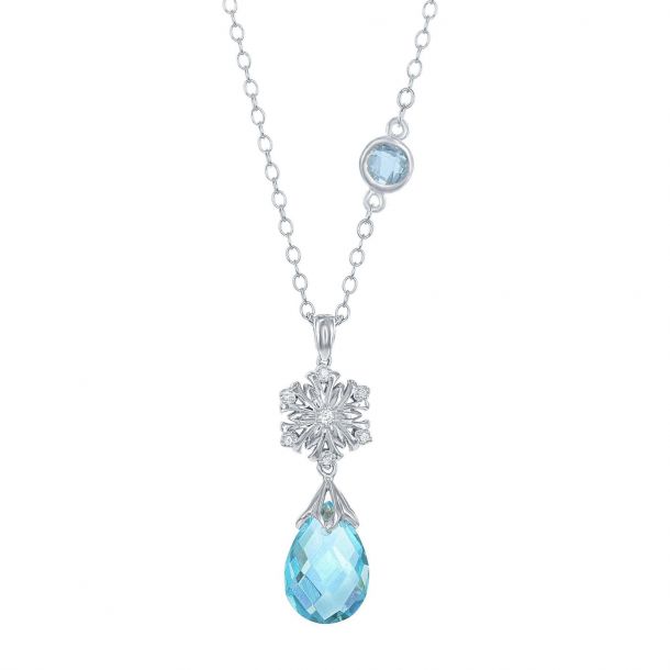 Aquamarine snowflake necklace sales