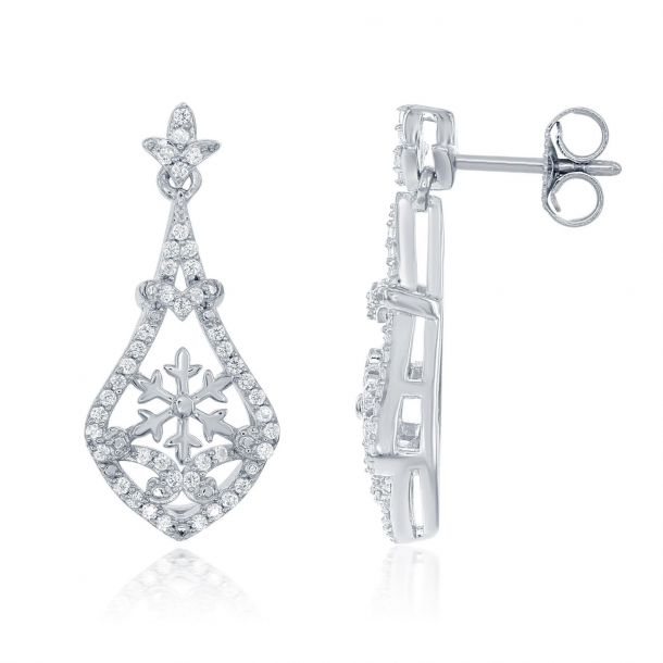 Enchanted Disney Fine Jewelry Elsa's Snowflake Diamond Drop Earrings 1