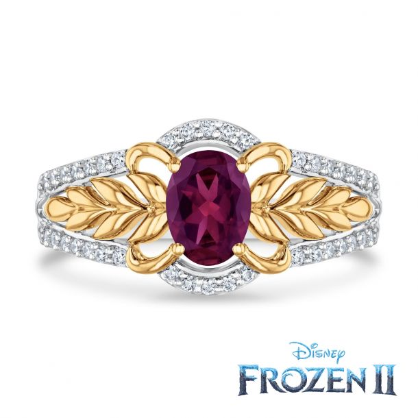 Enchanted Disney Fine Jewelry Anna s Frozen 2 Rhodolite Garnet and Diamond Ring 1 5ctw