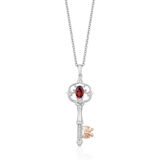 Enchanted Disney Fine Jewelry Snow White s Diamond and Garnet Key Pendant 1 20ctw